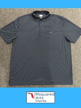 Greg Norman Play Dry Golf Polo Shirt XXXL Navy Geometric Print Performance